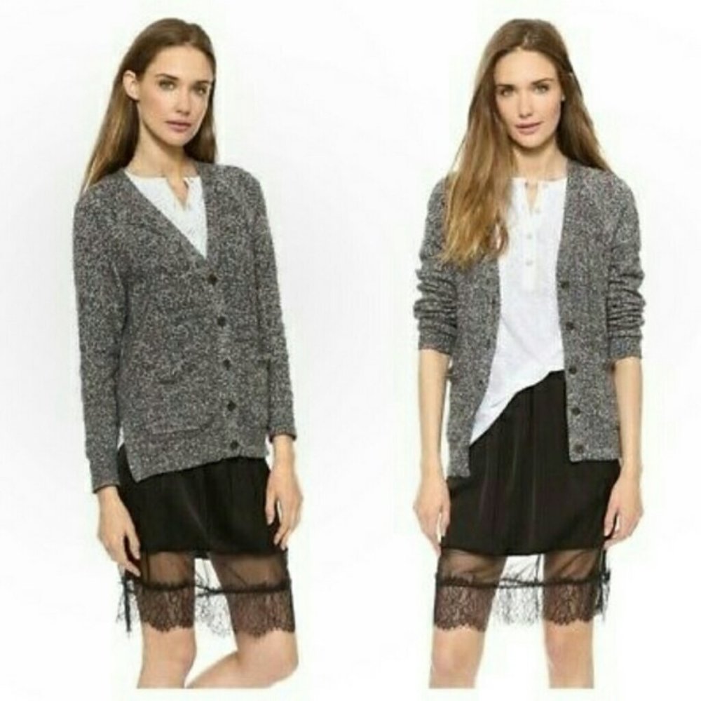 Y2K Dark Academia Madewell Gray Graduate marled sweater cardigan